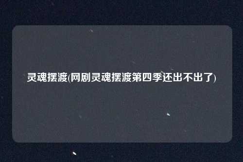 灵魂摆渡(网剧灵魂摆渡第四季还出不出了)