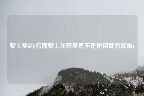 骑士契约(假面骑士龙骑里是不是使用武器降临)