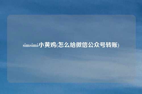 simsimi小黄鸡(怎么给微信公众号转账)