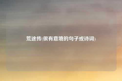 荒途传(很有意境的句子或诗词)