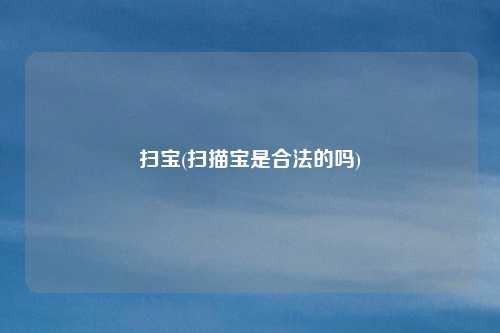 扫宝(扫描宝是合法的吗)