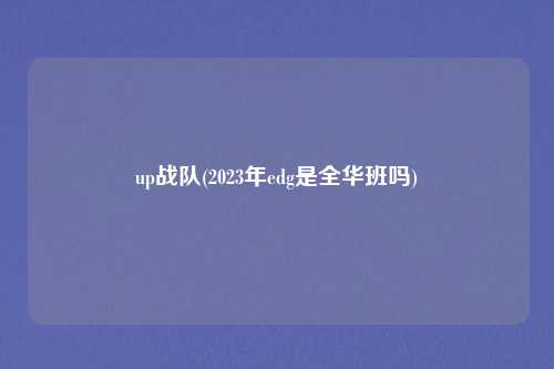 up战队(2023年edg是全华班吗)