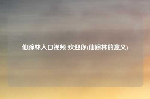 仙踪林入口视频 欢迎你(仙踪林的意义)