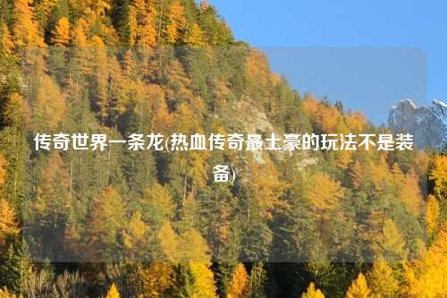 传奇世界一条龙(热血传奇最土豪的玩法不是装备)