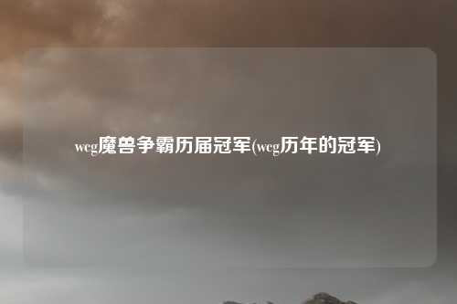 wcg魔兽争霸历届冠军(wcg历年的冠军)