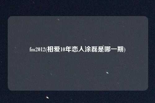 fm2012(相爱10年恋人涂磊是哪一期)