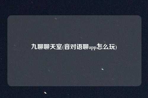 九聊聊天室(音对语聊app怎么玩)