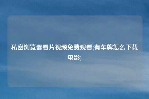 私密浏览器看片视频免费观看(有车牌怎么下载电影)