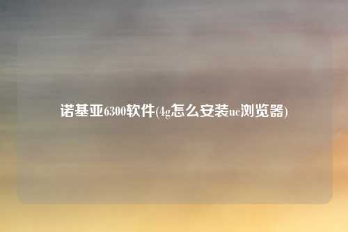 诺基亚6300软件(4g怎么安装uc浏览器)