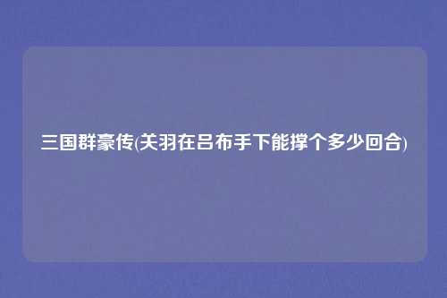 三国群豪传(关羽在吕布手下能撑个多少回合)
