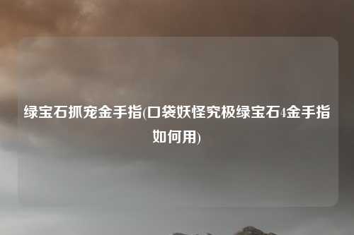绿宝石抓宠金手指(口袋妖怪究极绿宝石4金手指如何用)