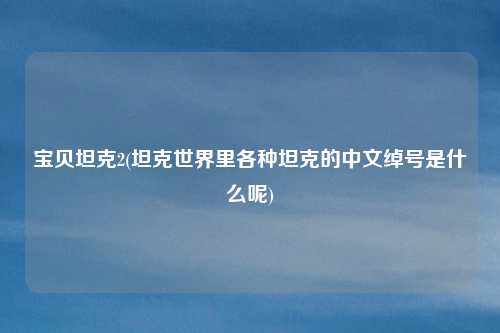 宝贝坦克2(坦克世界里各种坦克的中文绰号是什么呢)