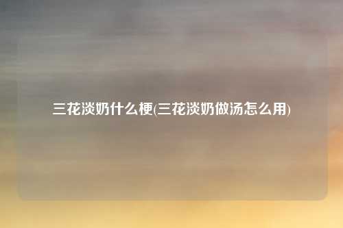 三花淡奶什么梗(三花淡奶做汤怎么用)