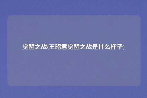 觉醒之战(王昭君觉醒之战是什么样子)