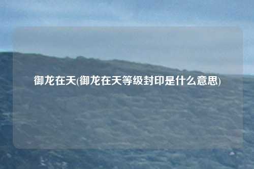 御龙在天(御龙在天等级封印是什么意思)
