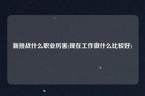 新挑战什么职业厉害(现在工作做什么比较好)