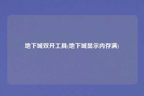 地下城双开工具(地下城显示内存满)