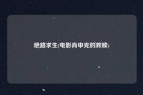 绝路求生(电影肖申克的救赎)