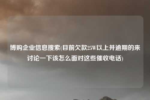 博购企业信息搜索(目前欠款25W以上并逾期的来讨论一下该怎么面对这些催收电话)