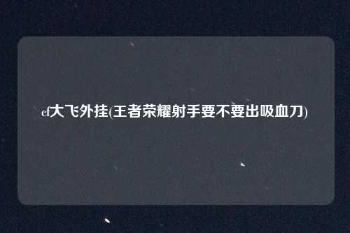 cf大飞外挂(王者荣耀射手要不要出吸血刀)