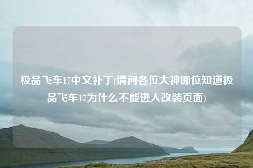 极品飞车17中文补丁(请问各位大神哪位知道极品飞车17为什么不能进入改装页面)