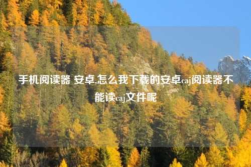 手机阅读器 安卓,怎么我下载的安卓caj阅读器不能读caj文件呢