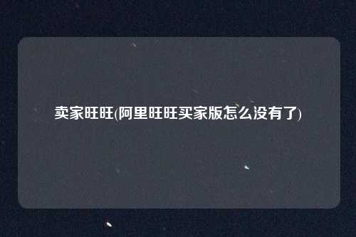 卖家旺旺(阿里旺旺买家版怎么没有了)