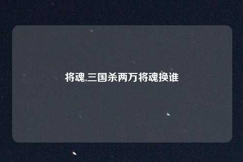 将魂,三国杀两万将魂换谁