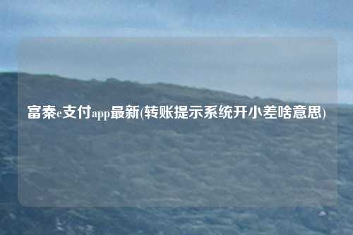 富秦e支付app最新(转账提示系统开小差啥意思)