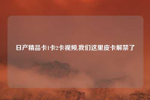 日产精品卡1卡2卡视频,我们这里皮卡解禁了