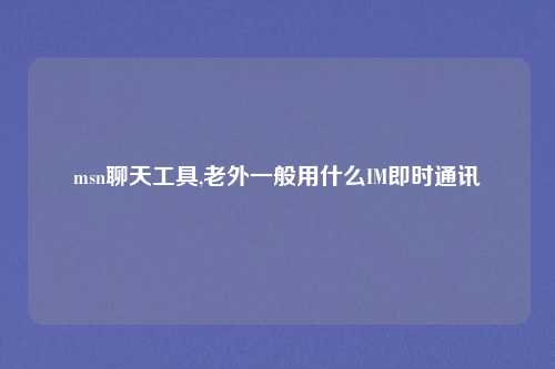msn聊天工具,老外一般用什么IM即时通讯
