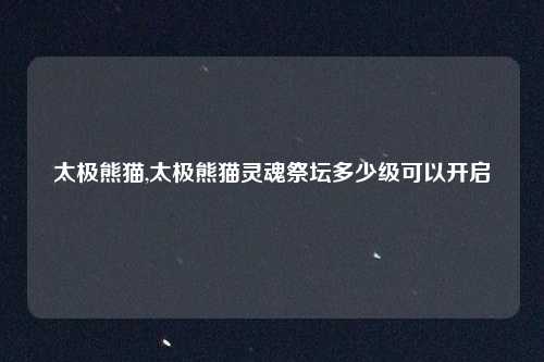 太极熊猫,太极熊猫灵魂祭坛多少级可以开启