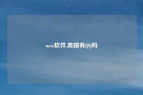 msn软件,美国有QQ吗