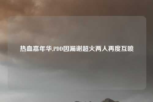 热血嘉年华,PDD因漏谢超火两人再度互喷