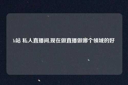 b站 私人直播间,现在做直播做哪个领域的好