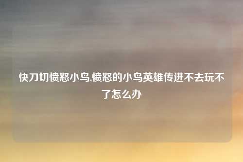 快刀切愤怒小鸟,愤怒的小鸟英雄传进不去玩不了怎么办
