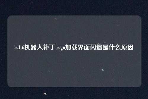 cs1.6机器人补丁,csgo加载界面闪退是什么原因
