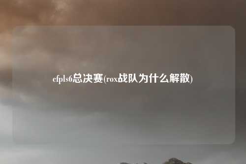 cfpls6总决赛(rox战队为什么解散)