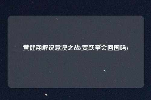 黄健翔解说意澳之战(贾跃亭会回国吗)