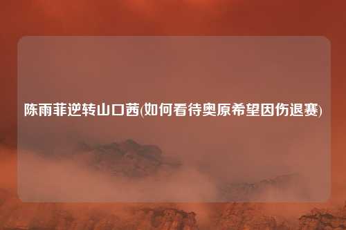 陈雨菲逆转山口茜(如何看待奥原希望因伤退赛)