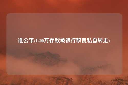 谁公平(1200万存款被银行职员私自转走)