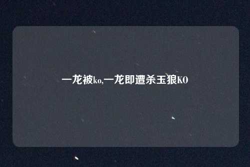 一龙被ko,一龙即遭杀玉狼KO