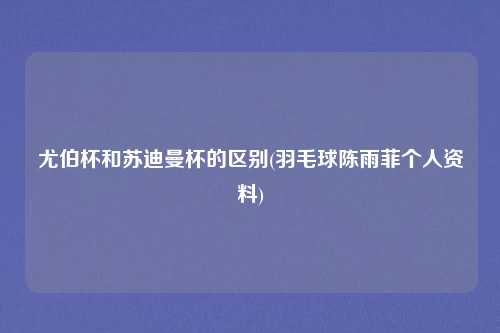 尤伯杯和苏迪曼杯的区别(羽毛球陈雨菲个人资料)