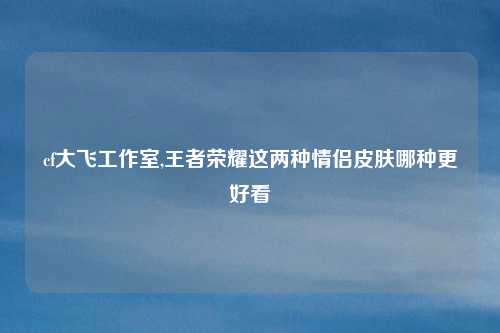 cf大飞工作室,王者荣耀这两种情侣皮肤哪种更好看