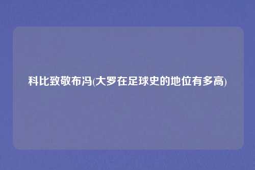 科比致敬布冯(大罗在足球史的地位有多高)