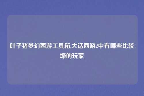 叶子猪梦幻西游工具箱,大话西游2中有哪些比较壕的玩家