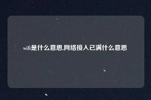 wifi是什么意思,网络接入已满什么意思