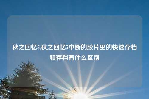 秋之回忆5,秋之回忆5中断的胶片里的快速存档和存档有什么区别