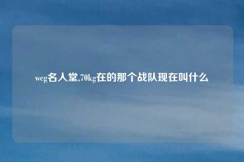 wcg名人堂,70kg在的那个战队现在叫什么