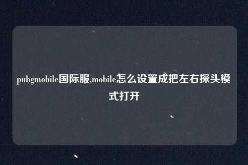 pubgmobile国际服,mobile怎么设置成把左右探头模式打开